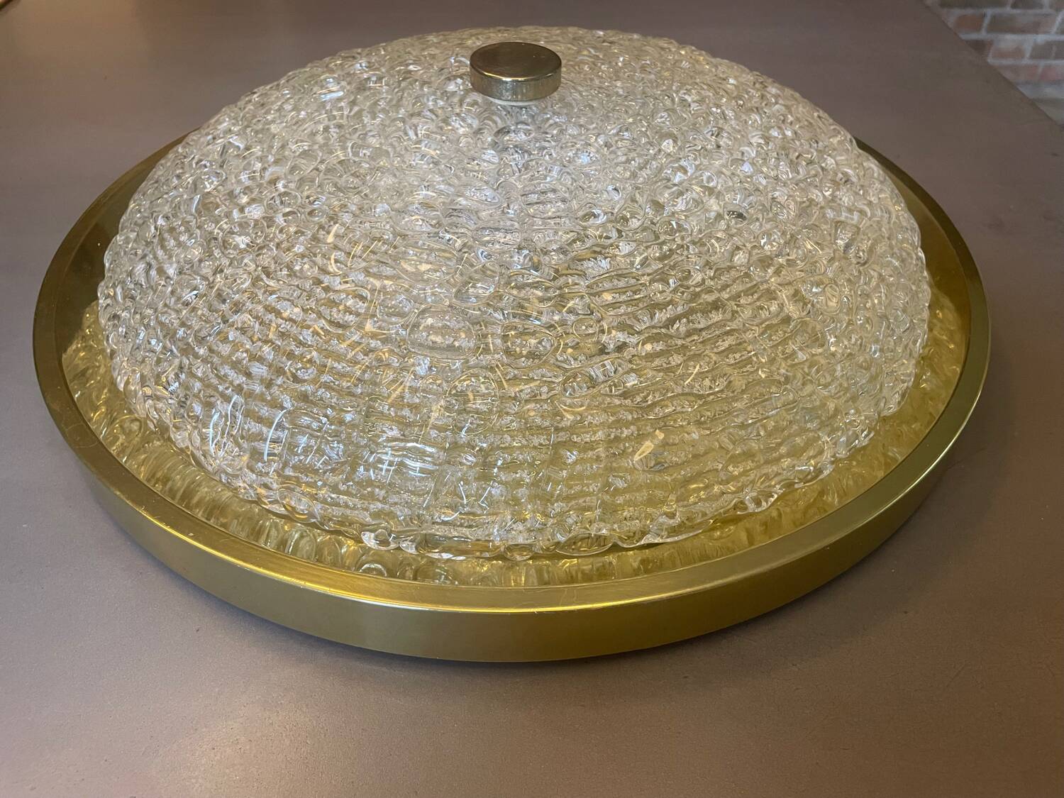 Plafonnier doré en verre de Murano années 70