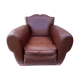 Club armchair in brown skai back mustache