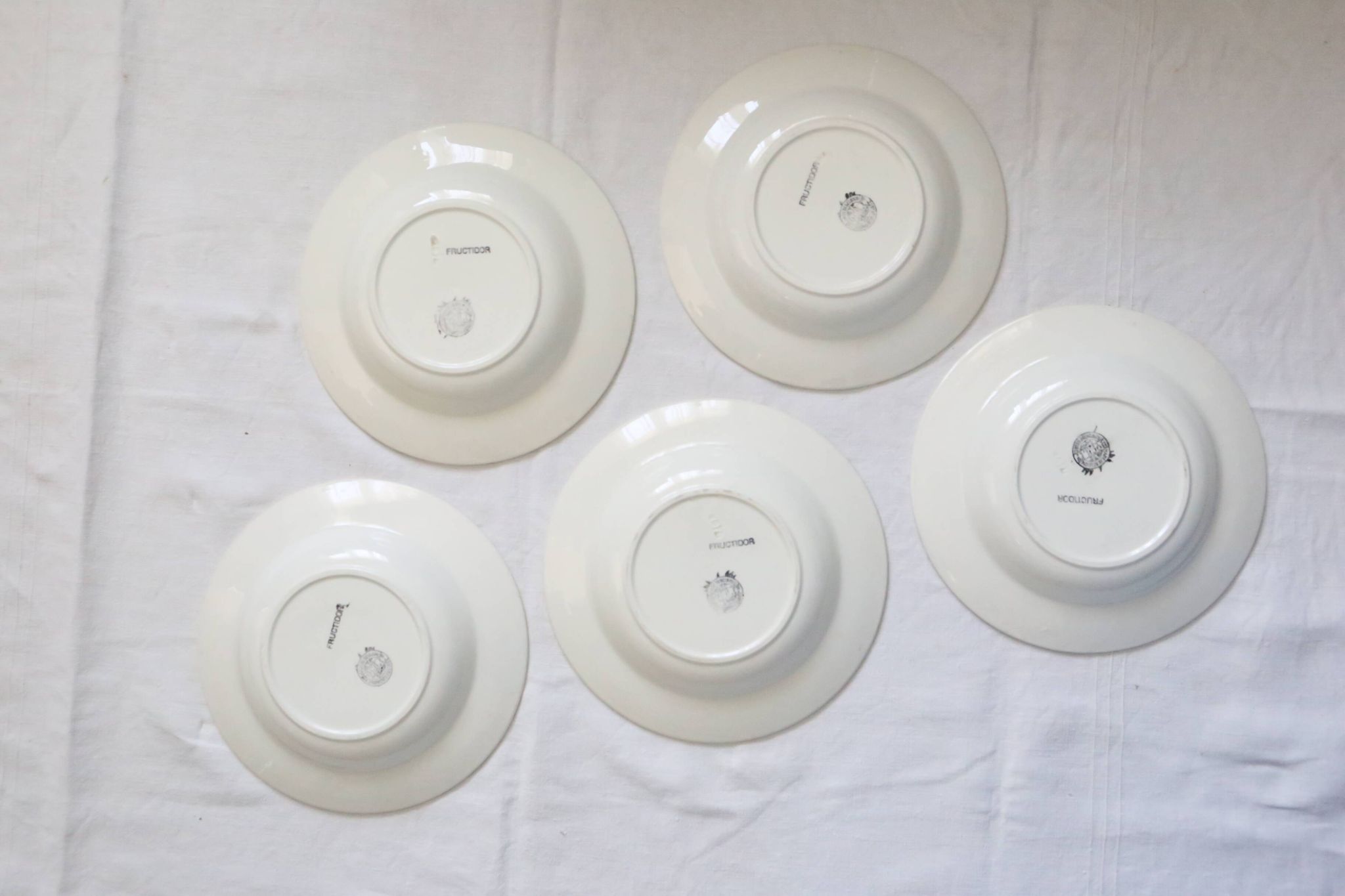 Set of 5 Boch soup plates, Fructidor service, vintage
