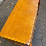 Commode scandinave en chêne et rotin des années 60