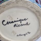Ricard enamelled ceramic vase, signed, 28 cm
