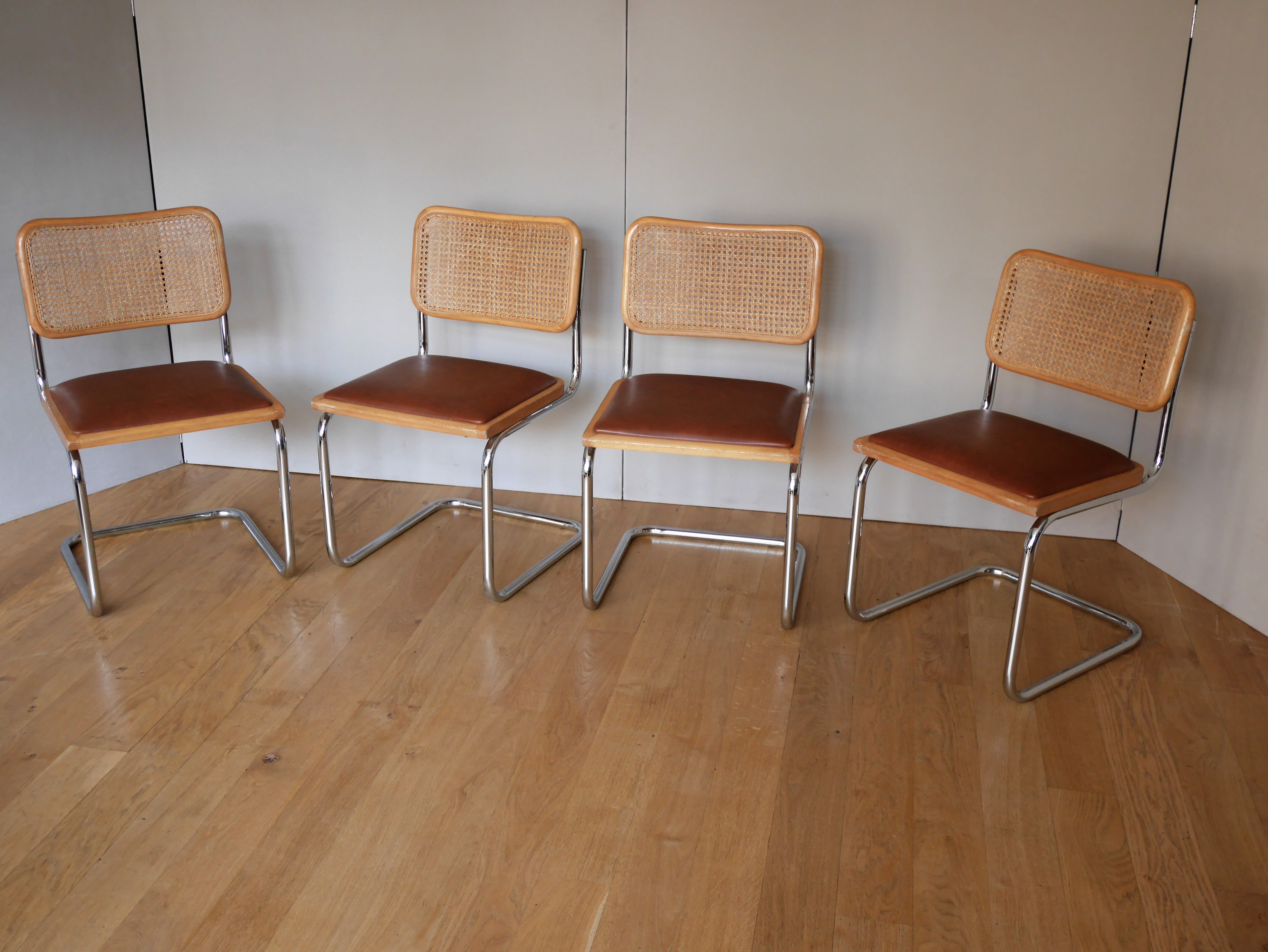 4 chaises Cesca B32 de Marcel Breuer années 70