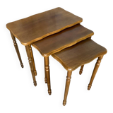 Set of 3 Vintage Nesting Tables with Turned Wooden Legs #D592