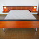 Scandinavian style bed in 140 with two integrated nightstands and two night lights