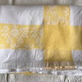 Large yellow and white vintage tablecloth