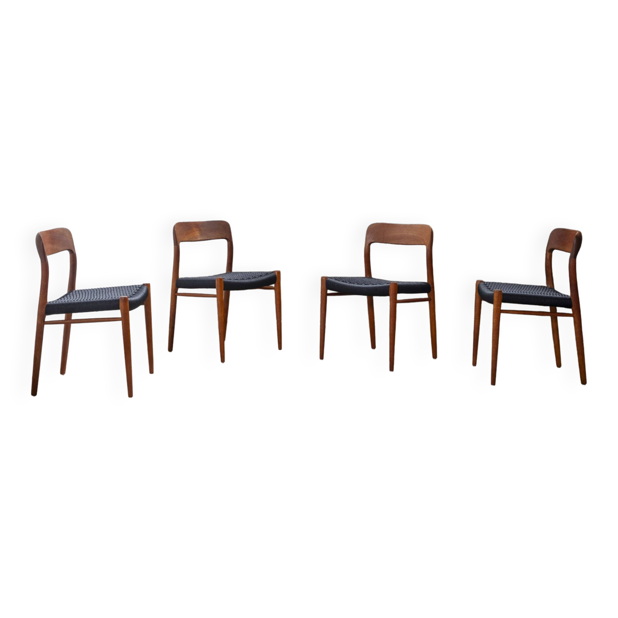 4x Niels Otto Møller Model 75 Teak Chair, 1960s Denmark