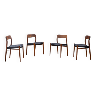 4x Niels Otto Møller Model 75 Teak Chair, 1960s Denmark