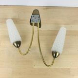 Double gold metal wall lamp and glass tulips, 1950s