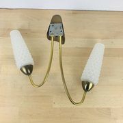 Double gold metal wall lamp and glass tulips, 1950s