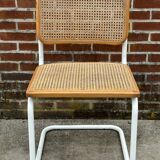 Cesca chair b32 model in white and wood by Marcel Breuer
