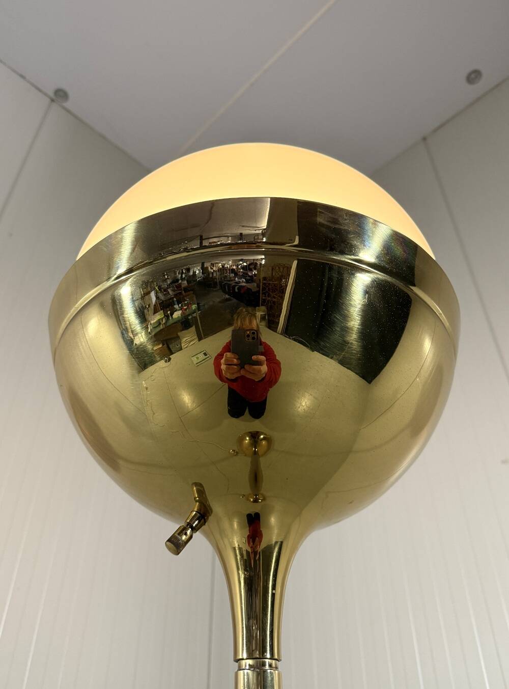 Vereinigte Werkstätten München brass & glass globe floor lamp 1960’s