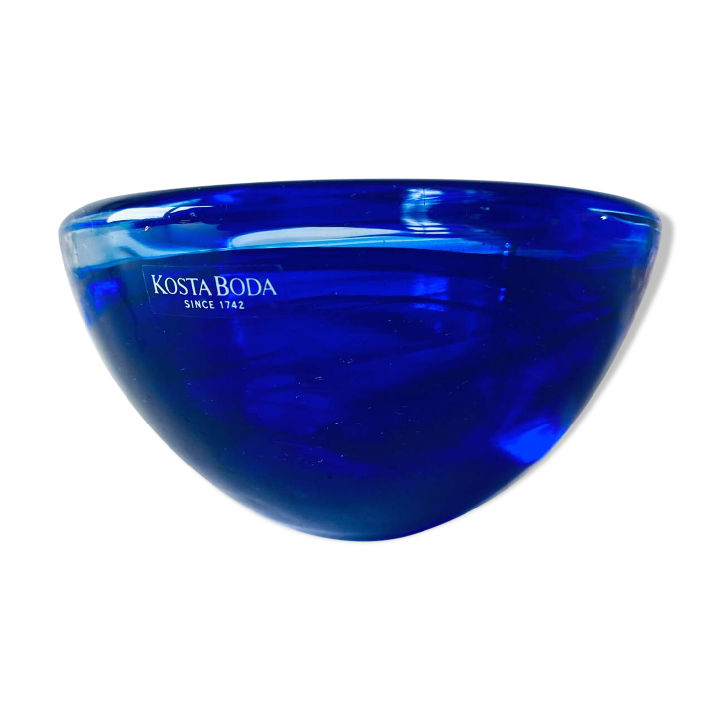 Kosta Boba blue glass candle holder
