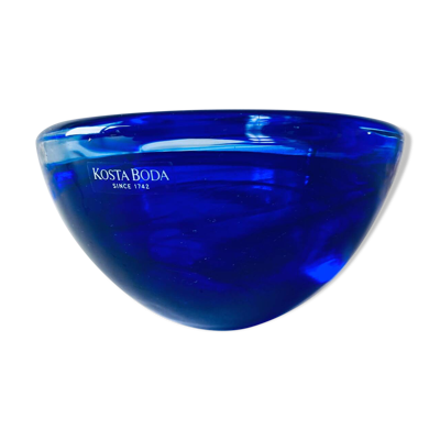 Bougeoir en verre bleu Kosta Boba