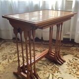 Set of 3 old nesting tables in blond wood
