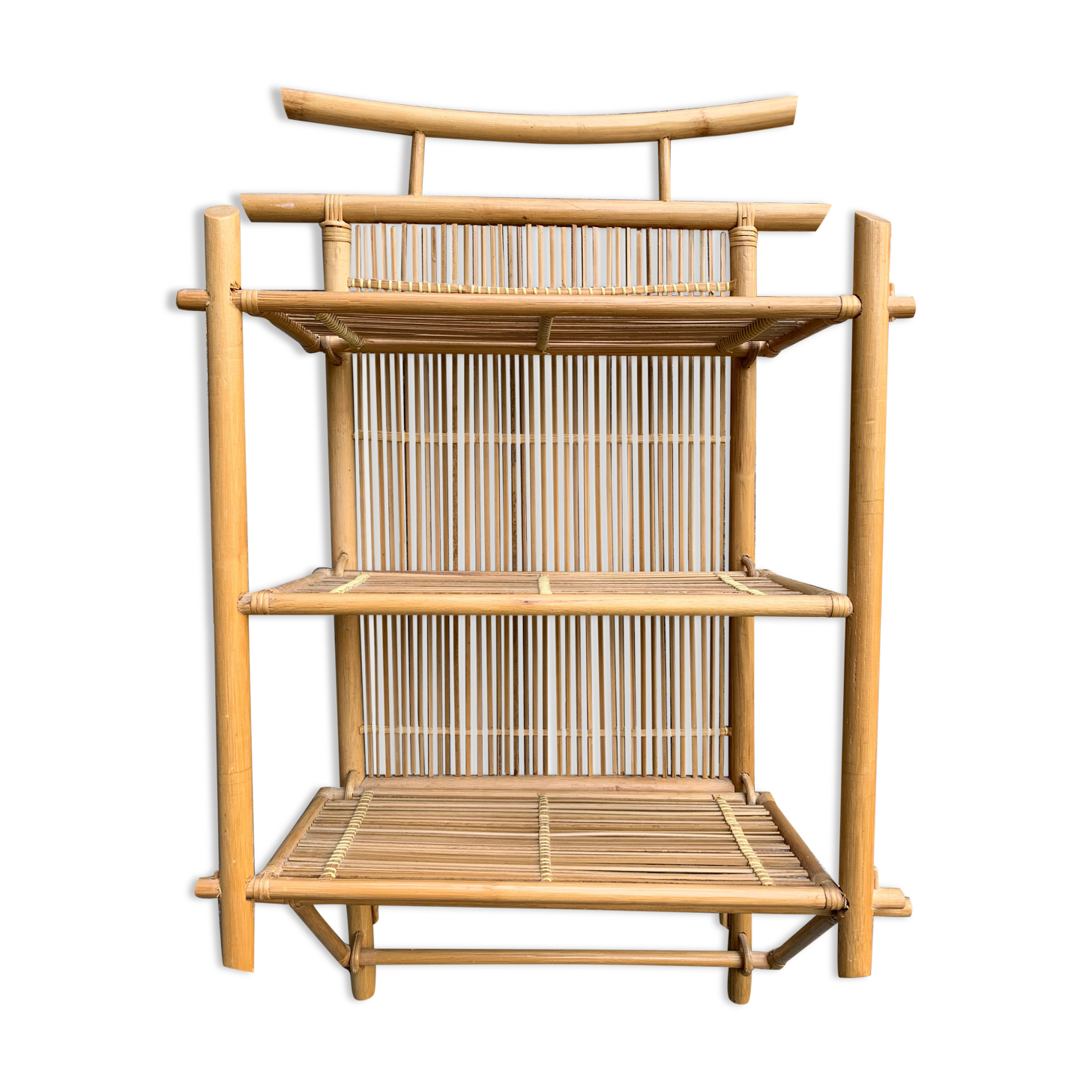 70s bamboo shelf