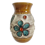 Ceramic vase with floral decoration "West Germany" 50s 60s