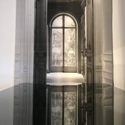 Table à manger Art Déco en fer forgé avec verre noir, années 1930
