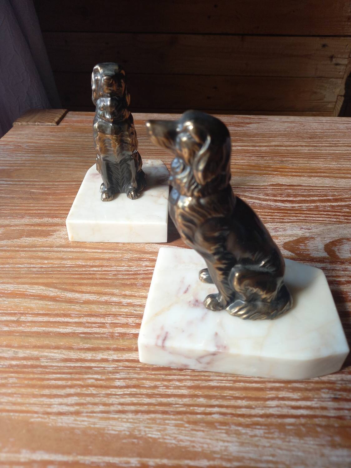 Metal and stone bookends