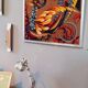 Vintage framed tapestry year 70 "The Golden Bird"