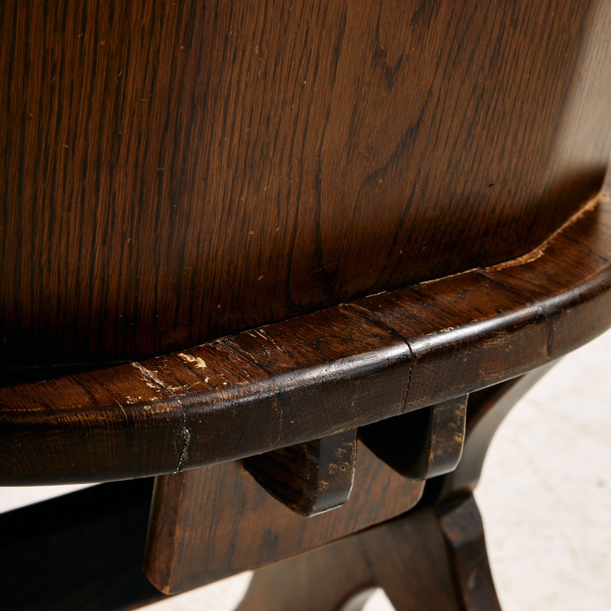 Brutalist oak dining set, set of 7.
