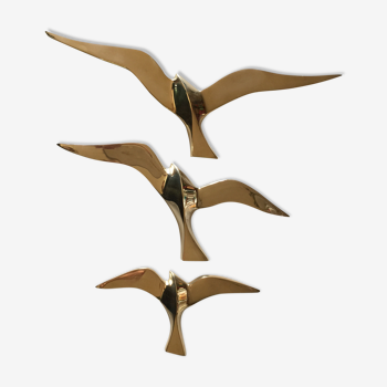 3 birds to hang in vintage brass