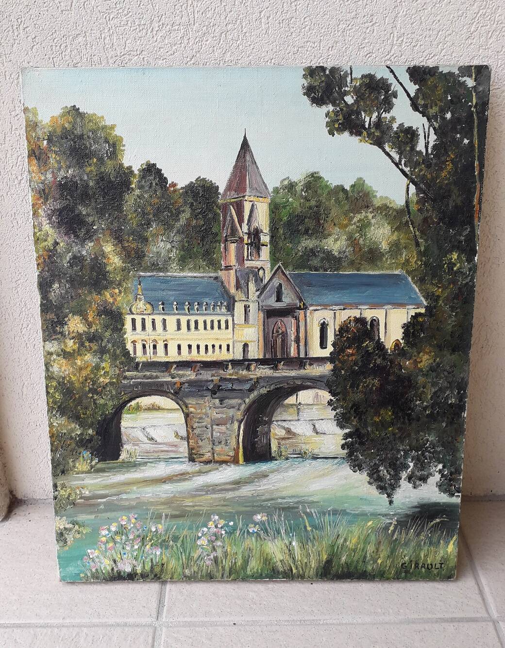Tableau peinture huile sur toile monument