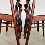Danish vintage Arne Wahl Iversen teak and leather dining chairs model 26 - 1960s