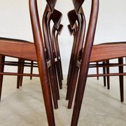 Danish vintage Arne Wahl Iversen teak and leather dining chairs model 26 - 1960s