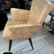 Pair of bridge armchairs in speckled faux leather, 1950.