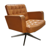 Armachair lounge swivel Tan Leather by Vincent Cafiero knoll