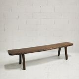 Brutalist solid elm bench, 1960