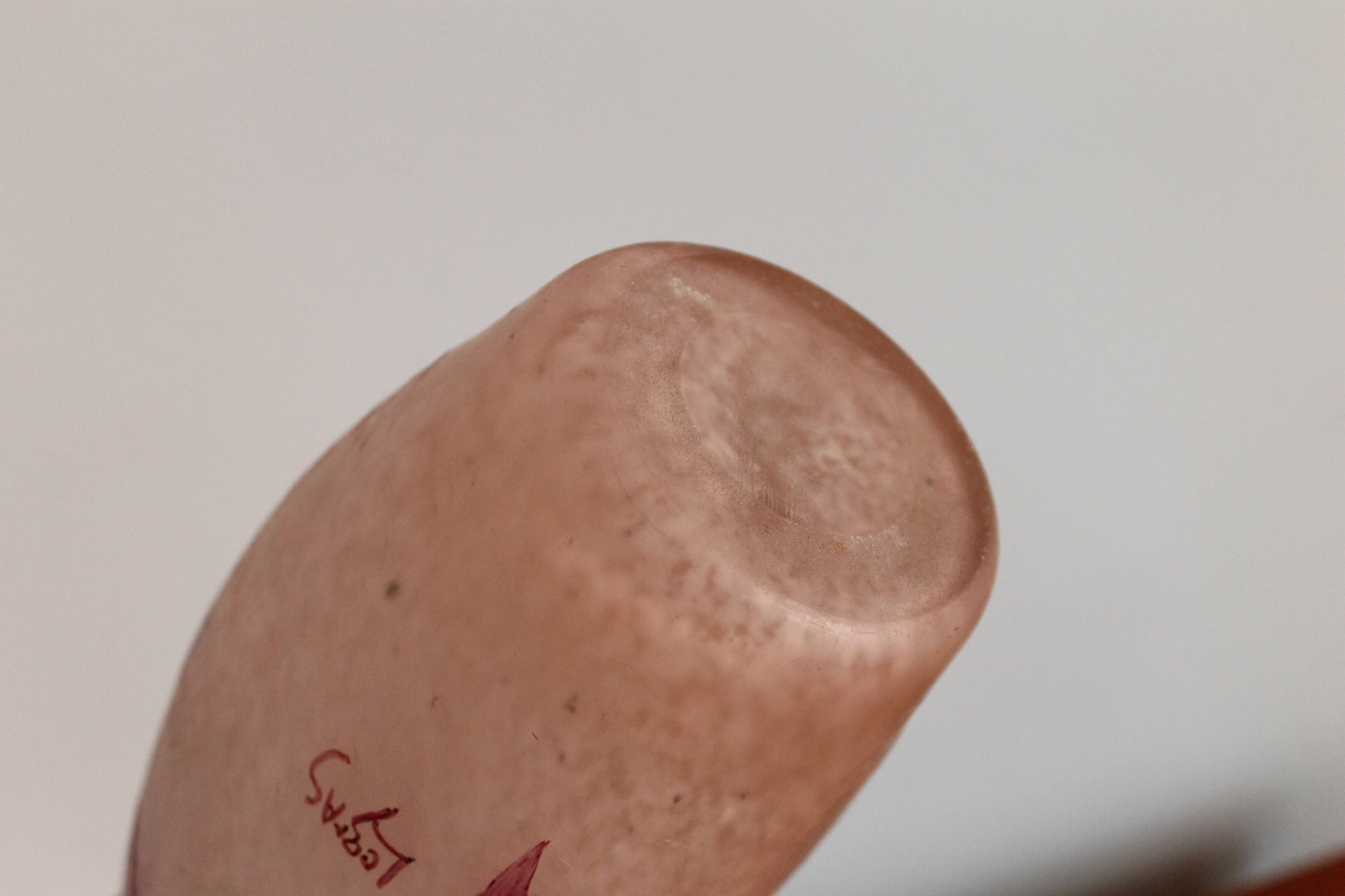 Legras vase ruby series in flowers in acid-etched glass