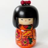 Vintage Japanese kokeshi doll, hand-painted wood