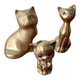 Set of 3 brass cats