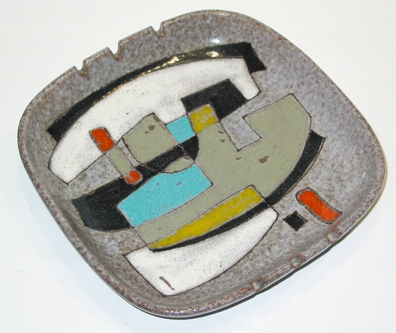 Ceramic ashtray decor colorful cubist 60s