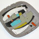 Ceramic ashtray decor colorful cubist 60s