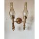 2-light wall light in brass and glass tulips