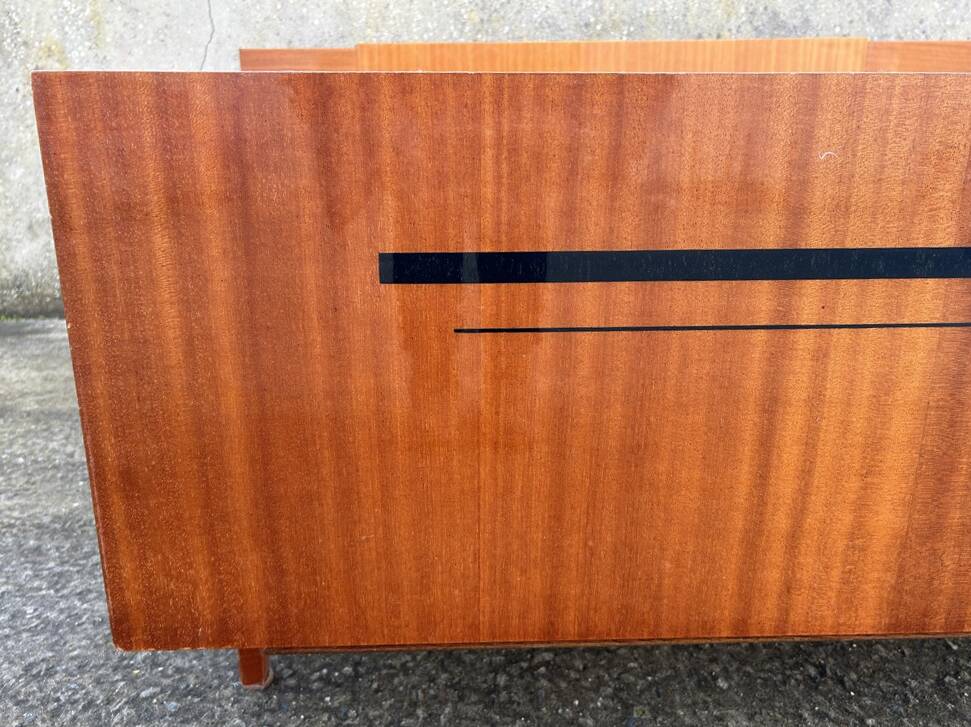 Electric double bed, varnished wood, vintage, 1960s