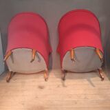 Paire de  fauteuil crapaud rouge