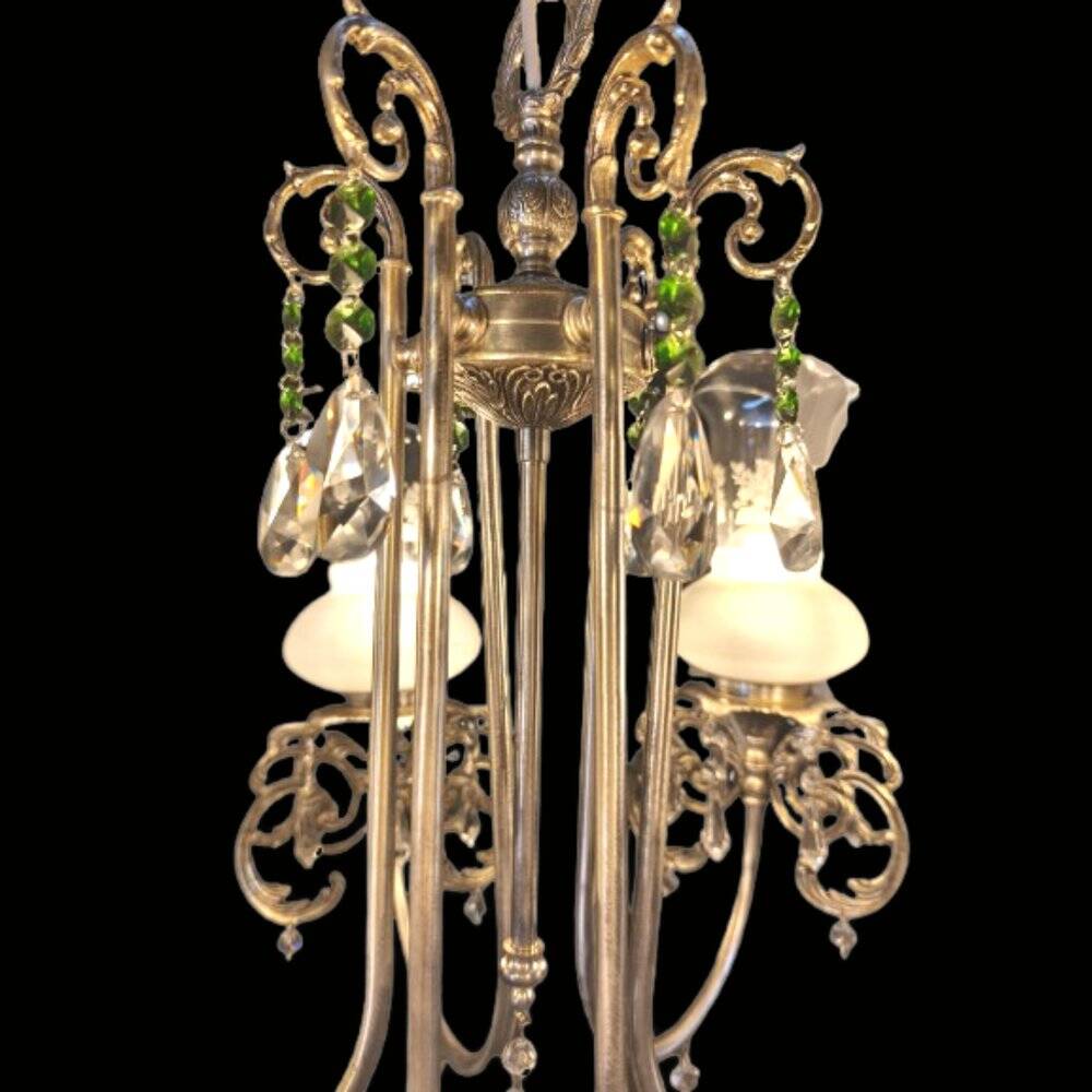 French-style silver chandelier with Swarovski crystal pendants, 1980