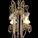 French-style silver chandelier with Swarovski crystal pendants, 1980