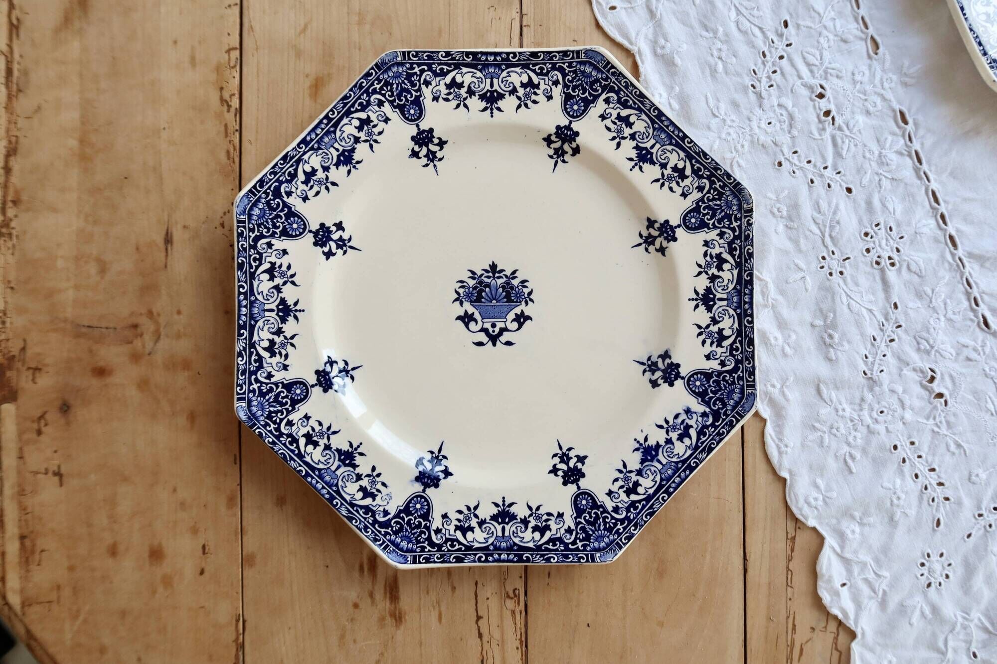 Ironstone serving dish Longchamp model Rouen 19th century
