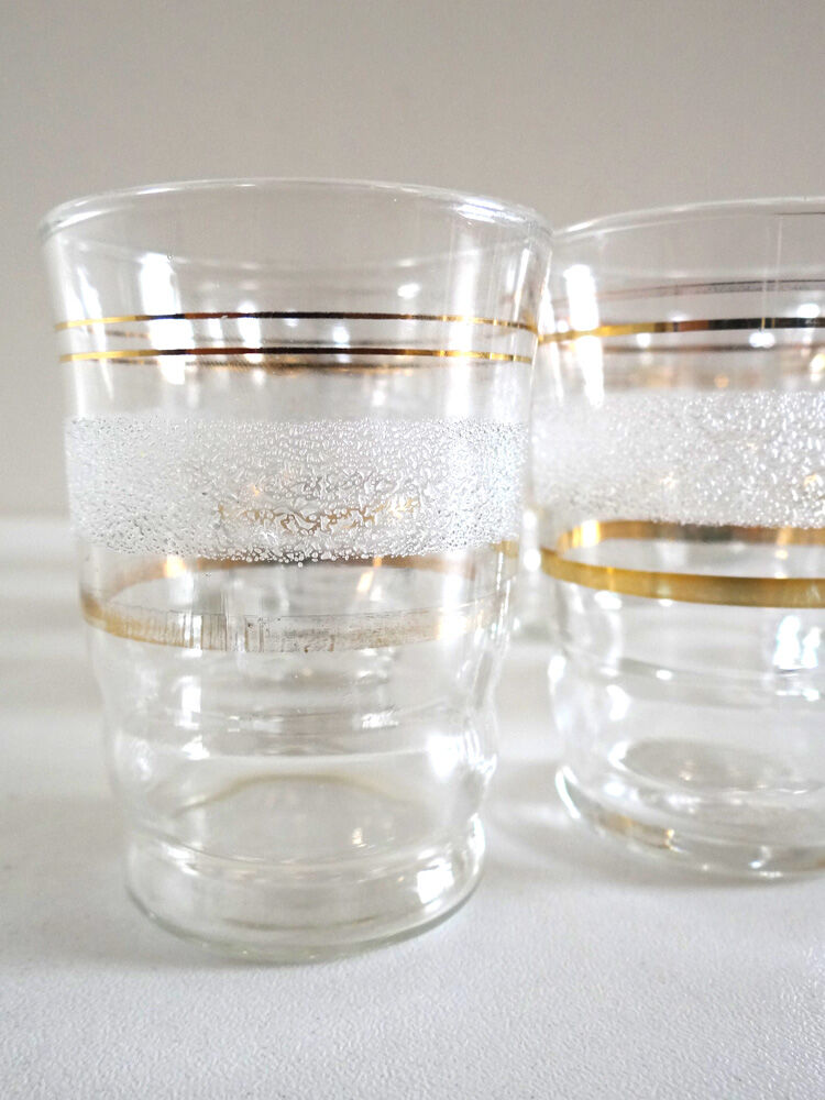 Série de 10 verres années 50 granités et dorés