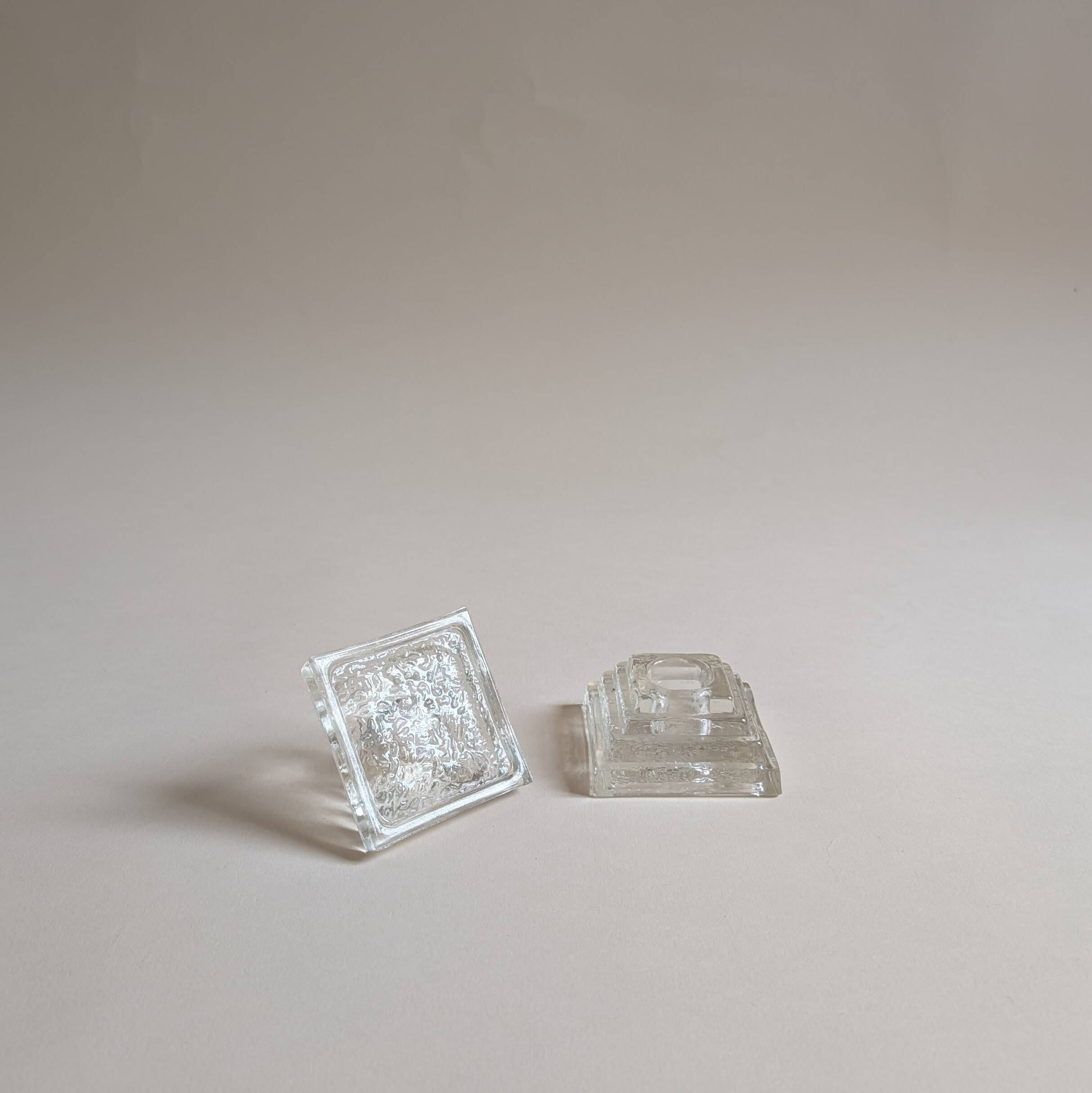 Pair of glass candlesticks