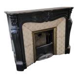 Louis XV style fireplace in black marble