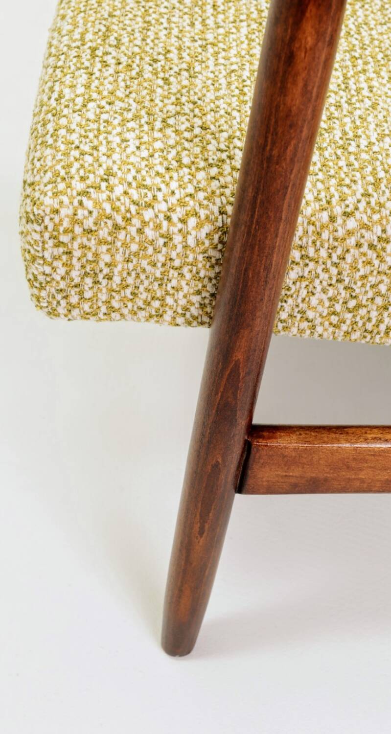 Fauteuil vintage vert en tissu à motifs modernes du milieu du siècle, années 1970, Pologne