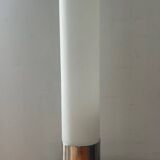 Vintage lamp in opaline and brushed aluminum