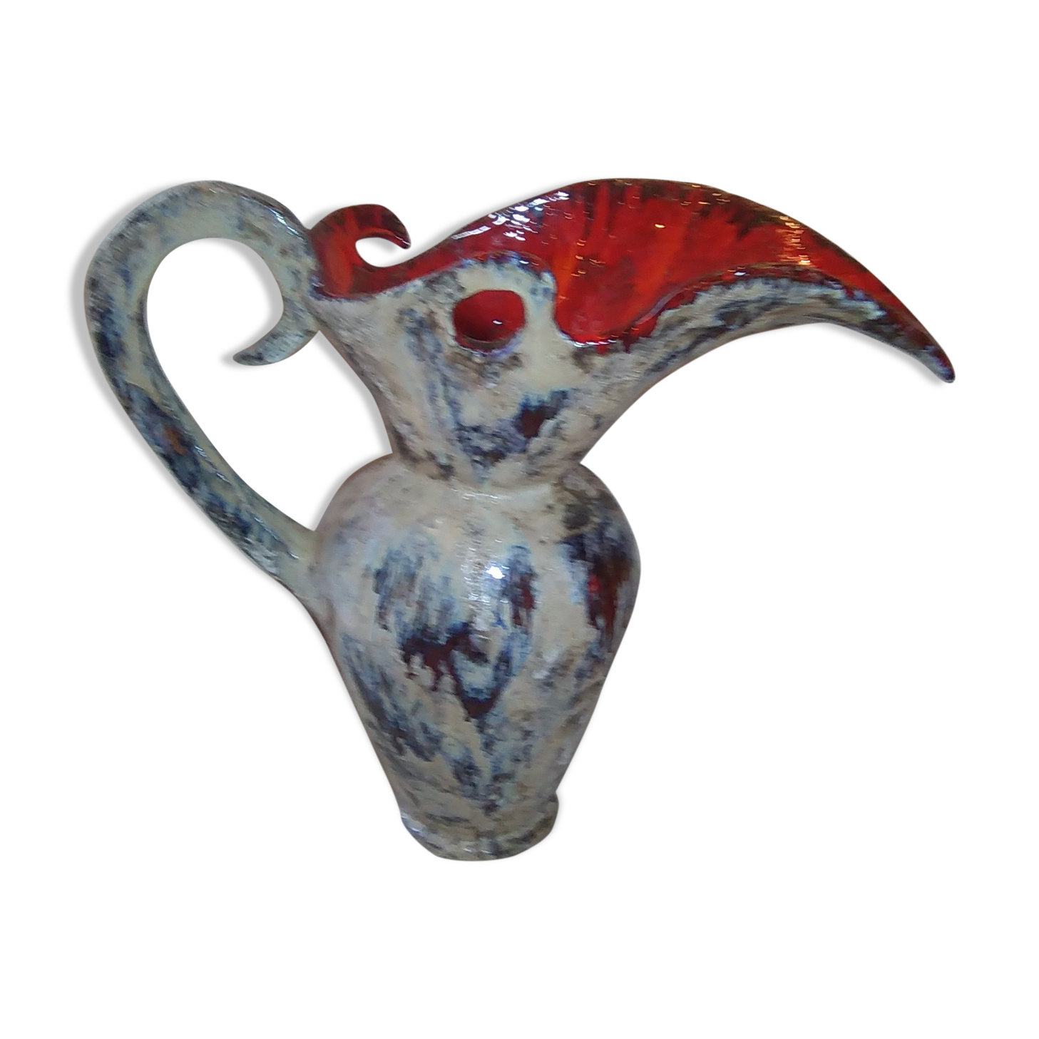 Zoomorphic vallauris ceramic pitcher