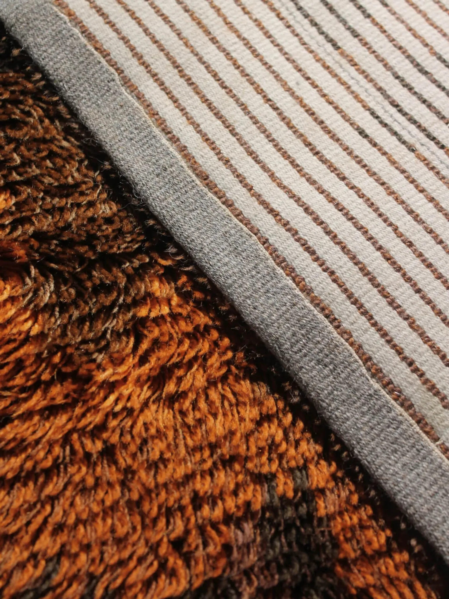 Mid-Century Rya Rust Brown Wool Rug, 98x152cm