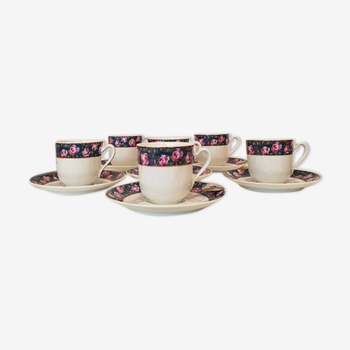 Lot de 6 tasses à café en porcelaine de Limoges